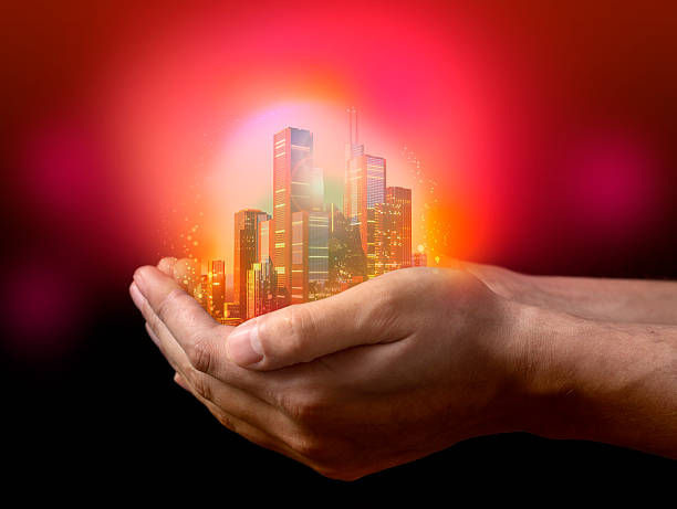 istock Business city center on hands 177522799