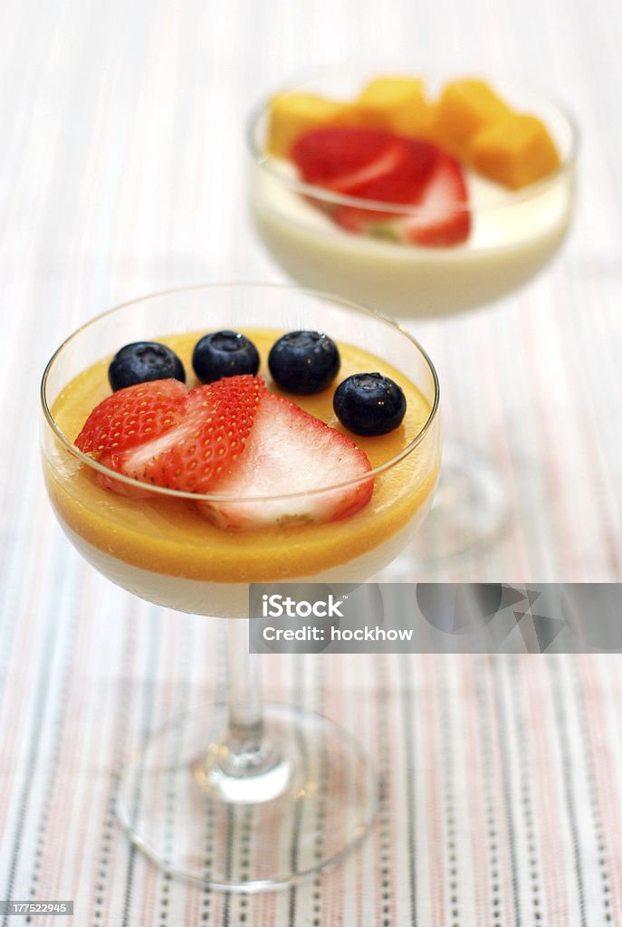 Mango parfait with fresh fruits Blueberry Stock Photo