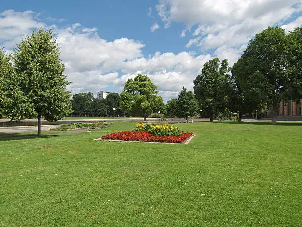 "The Mittlerer Schlossgarten park in Stuttgart, Germany"
