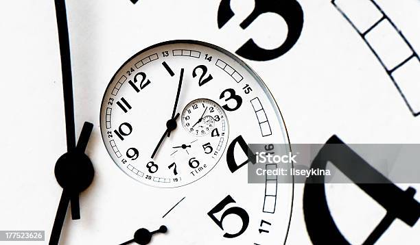 Digital Generated Twisted Clock Face Stock Photo - Download Image Now - Reversing, Time, Life Events