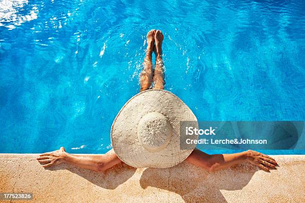 Woman At Poolside Stock Photo - Download Image Now - Swimming Pool, Women, One Woman Only