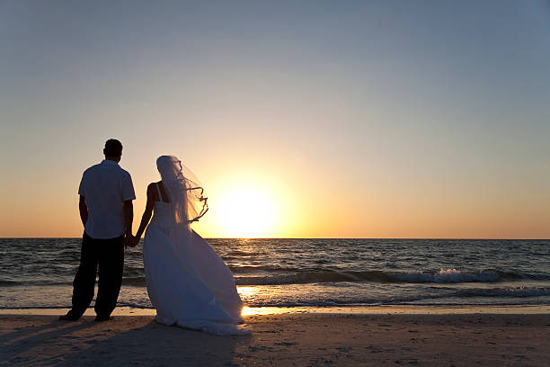 istock Bride & Groom Married Couple Sunset Beach Wedding 177523897