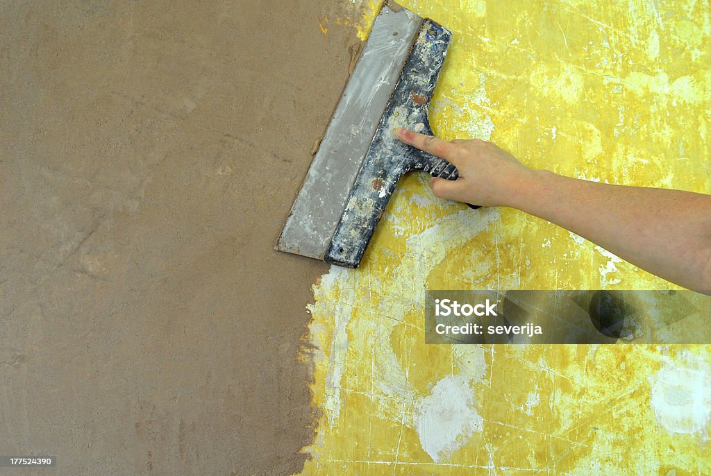 석고 충전 벽 수리하다 데커레이션 - 로열티 프리 건축물 스톡 사진