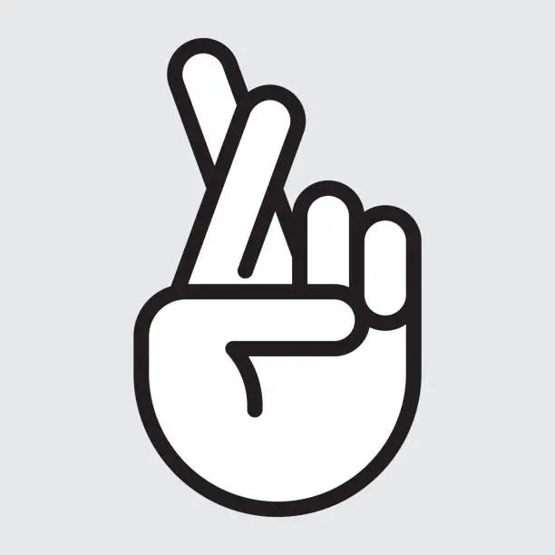 Vector illustration of Hand Icon with White Fill - Editable Stroke
