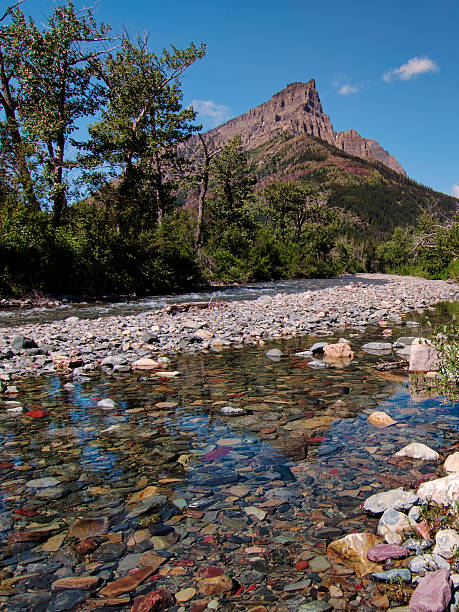 Clear Rockey Creek with Mountain Peak stock photo