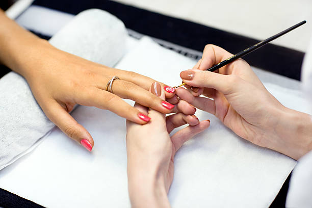 Acrylic painting nails stock photo