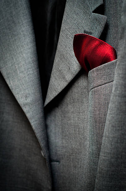 istock Grey Jacket hanging up with Red Pocket Handkerchief 177525636