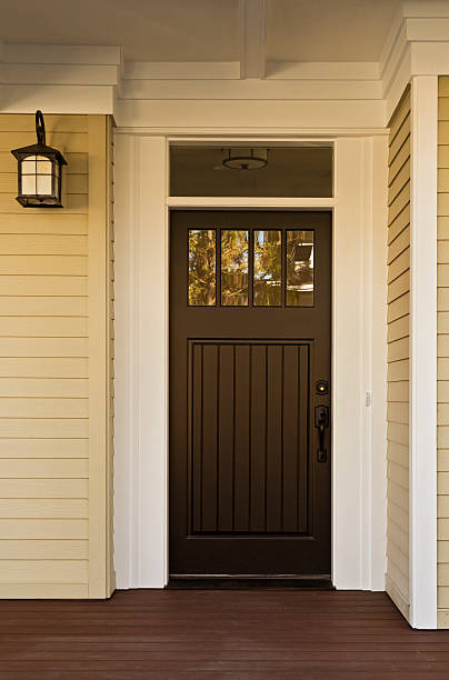 istock Black front door of a home 177525760