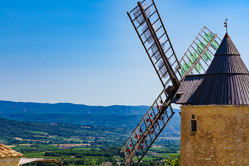 Wind mill in Saint-Saturnin-les-Apt village in Luberon Vaucluse France.