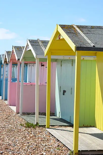Worthing Pastel Beach Huts in East Preston
