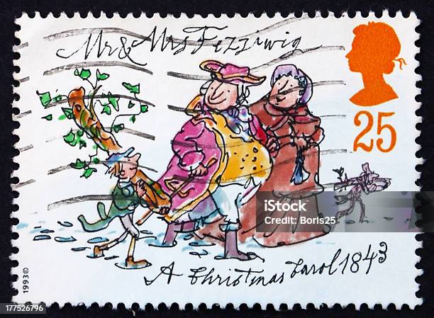 Affrancatura Bollo Gb 1993 Sig E Sigra Fezziwig - Fotografie stock e altre immagini di Charles Dickens - Charles Dickens, Canti di Natale, Francobollo postale