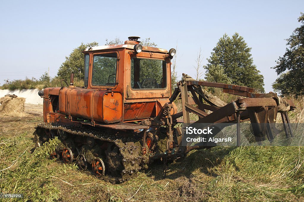 old tractor an old crawler tractor Abandoned Stock Photo