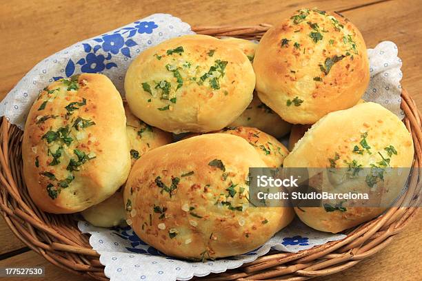 Garlic Home Made Buns Stock Photo - Download Image Now - Baking, Basket, Bread
