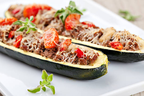 istock Zucchini halves stuffed with minced meat 177527544