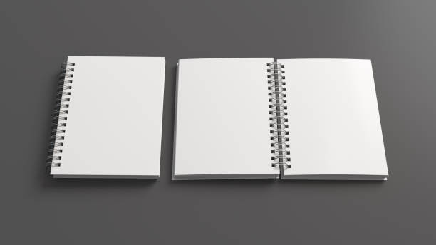 istock Notebook mockup. Closed and open blank notebook with white cover. Spiral notepad on gray background 1775286047