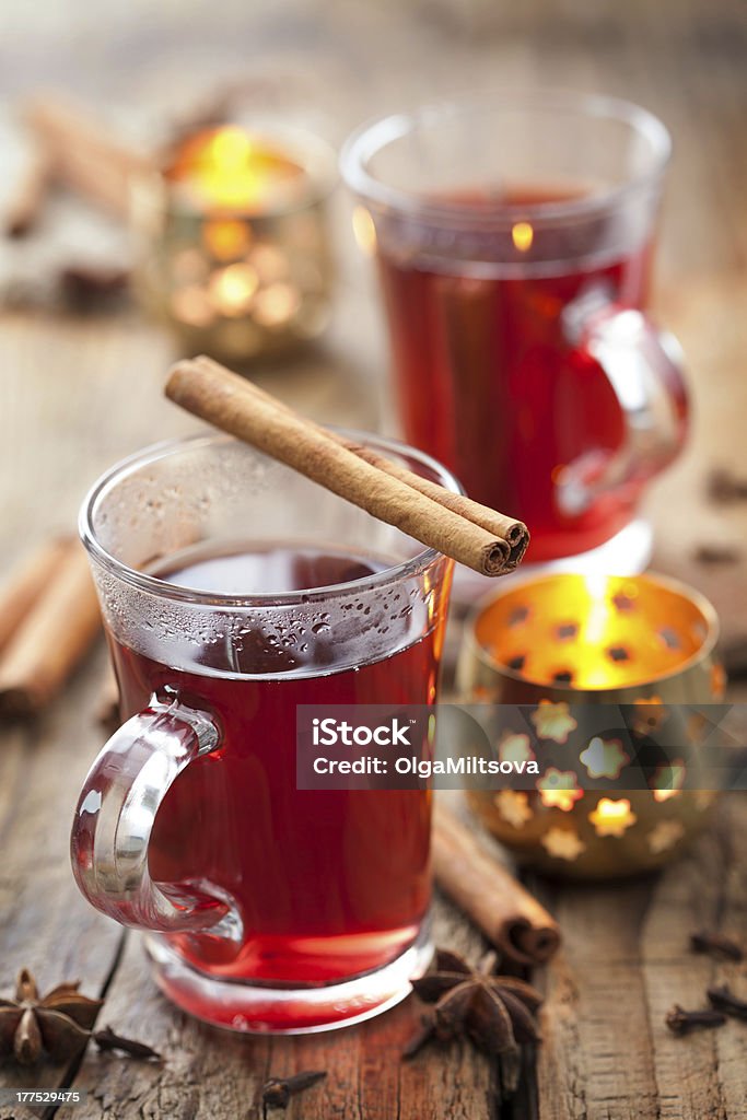 glass of mulled wine Cinnamon Stock Photo