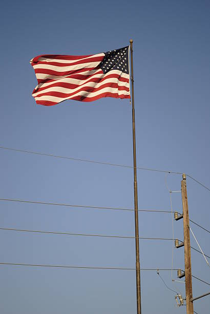 Bandiera americana nel vento libera e fluente - foto stock