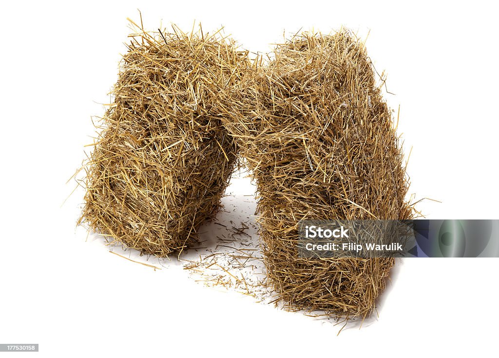 There's Studio shot of hay, isolated on white. Bale Stock Photo