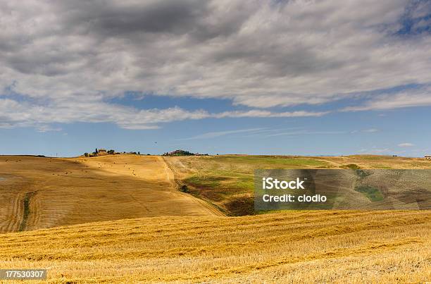 Farm In Val Dorcia Toscana - Fotografie stock e altre immagini di Agricoltura - Agricoltura, Ambientazione esterna, Balla di fieno