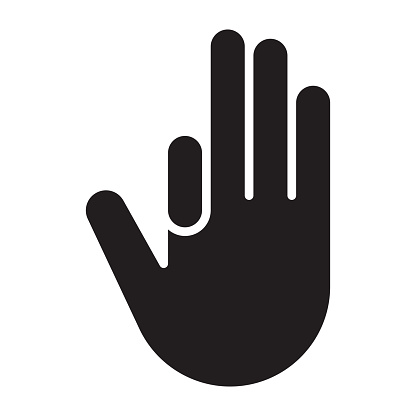 A hand icon silhouette. The vector EPS file is on a transparent background, so it can be placed on any color.