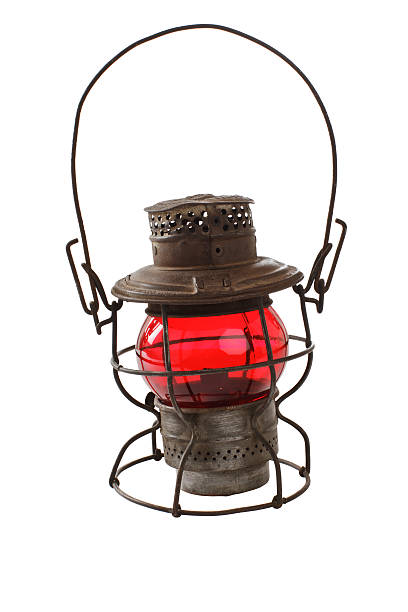 istock Vintage railroad lantern with red glass globe 177530709