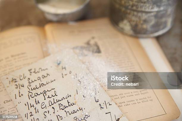 Vintage Cookbook With Handwritten Recipe Stock Photo - Download Image Now - Recipe, Cookbook, Old