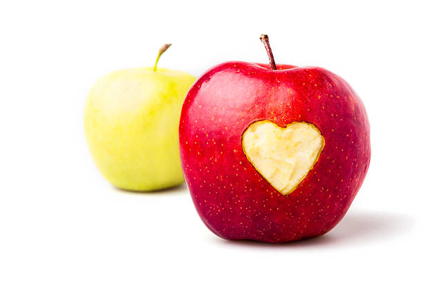 istock Red apple with a heart symbol 177531655