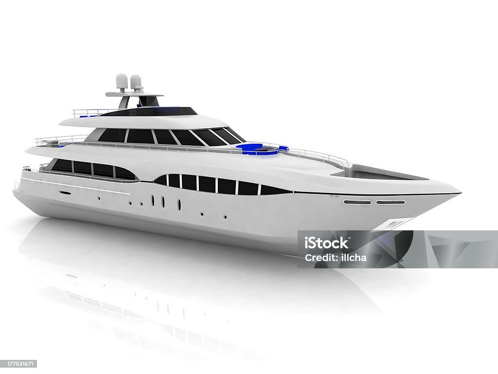 A white fancy yacht on a white background White pleasure yacht isolated on a white background Yacht Stock Photo