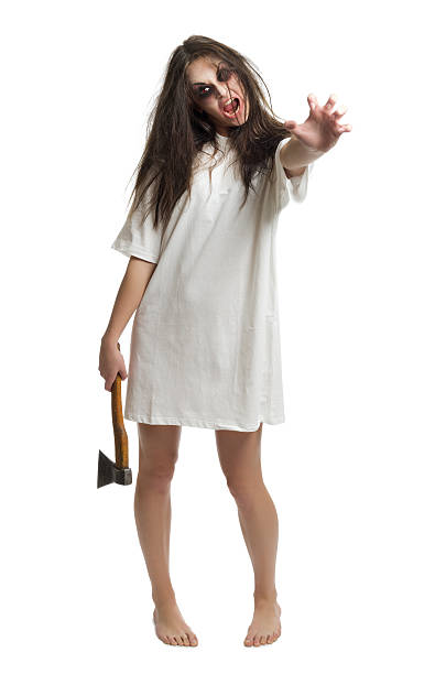 istock Zombie girl with axe 177531832