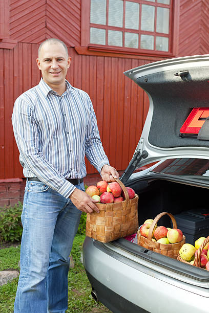 istock Guy puts apples in the trunk of car 177531954