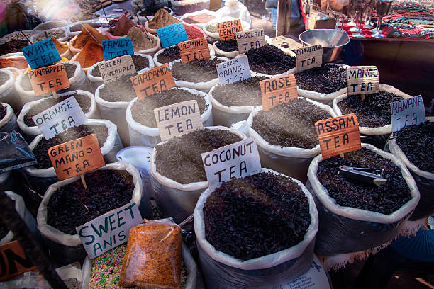 Tea market stock photo