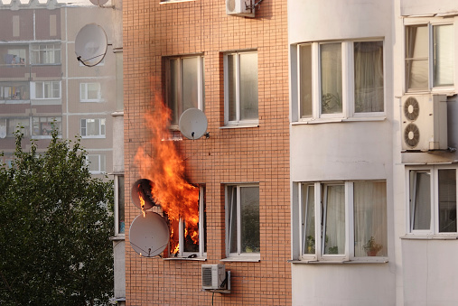 fire in the window of building