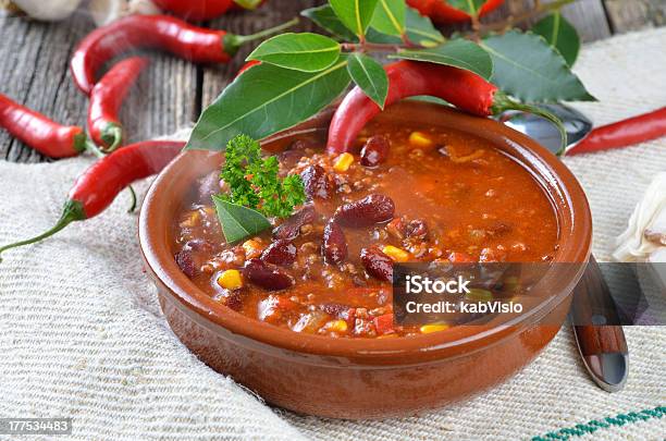 Chili With Meat Stock Photo - Download Image Now - Bean, Beef, Bowl