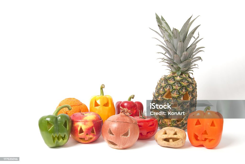 Jack-o-Lanterns aus Obst und Gemüse - Lizenzfrei Ananas Stock-Foto