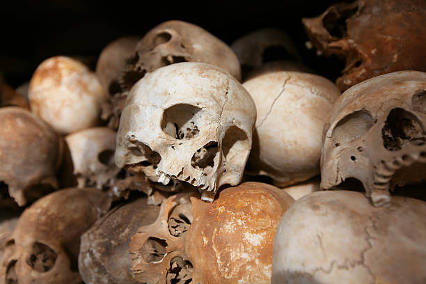 istock Ossuary with human skulls at the war cemetary in Cambodia 177535326