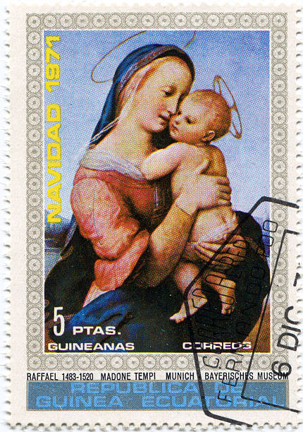 istock Madonna with Jesus child on postage stamp 177535343
