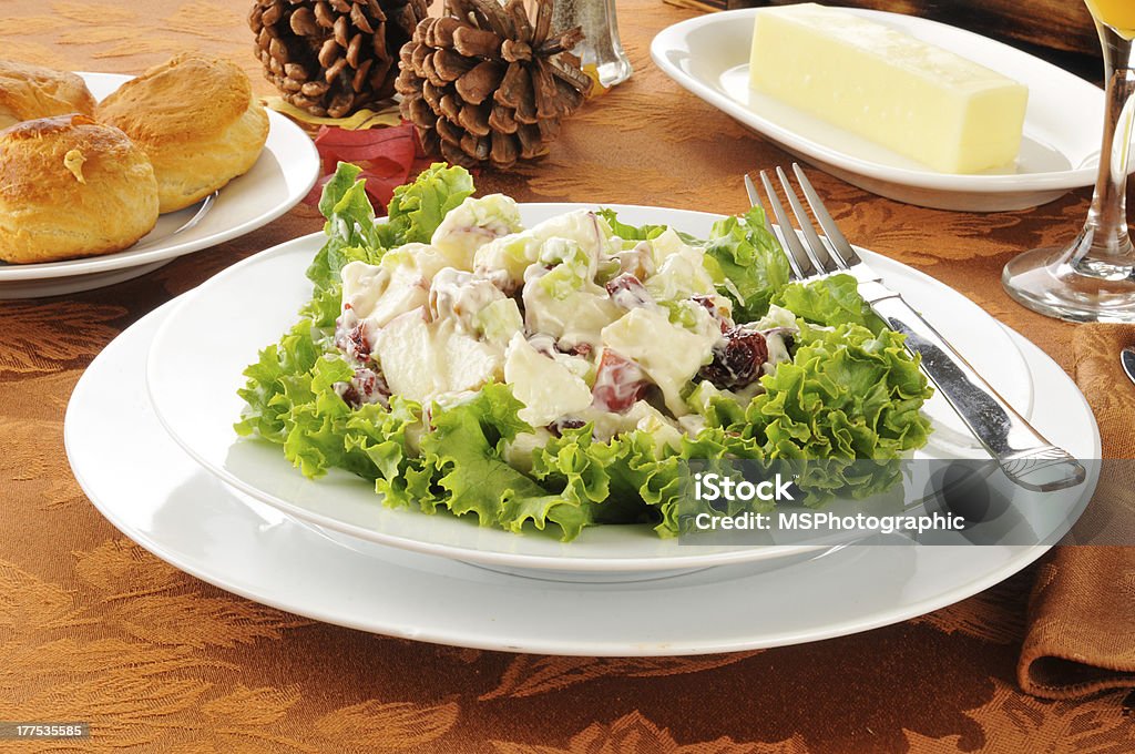 Waldorf holiday salad A Waldorf salad on a Thanksgiving dinner table Waldorf Salad Stock Photo