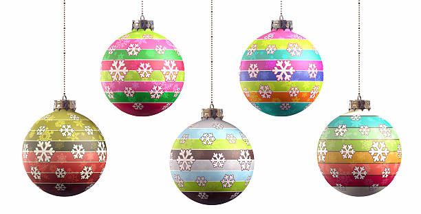 Retro Colorful Christmas Ornaments stock photo