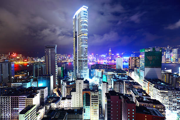 istock downtown in Hong Kong view from high at night 177535783