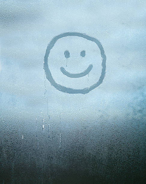 Smiley face drawn over condensated glass Smiley face drawn over condensated glass in a winter atmosphere sensation anthropomorphic face photos stock pictures, royalty-free photos & images