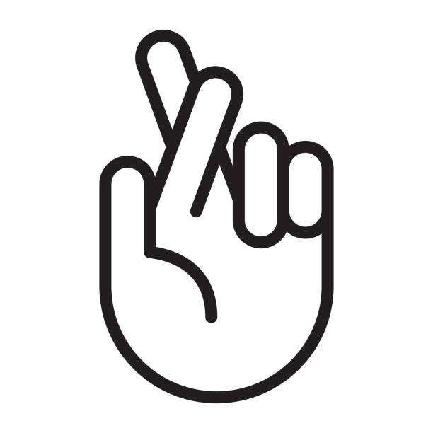Hand Thin Line Icon - Editable Stroke A thin line hand icon. The black outline stroke is fully editable. The vector EPS file has a transparent background, so the icon can be placed onto any color. fingers crossed stock illustrations