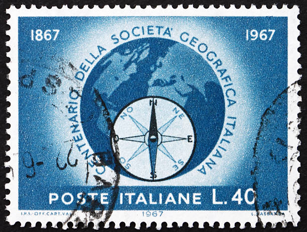 istock Postage stamp Italy 1967 Globe and Compass Rose 177536736