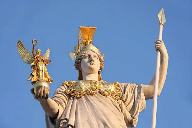 Statue of Pallas Athena in front of the Austrian Parliament in Vienna