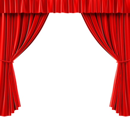 Red Curtain with Stage and Spot Light. 3D Render