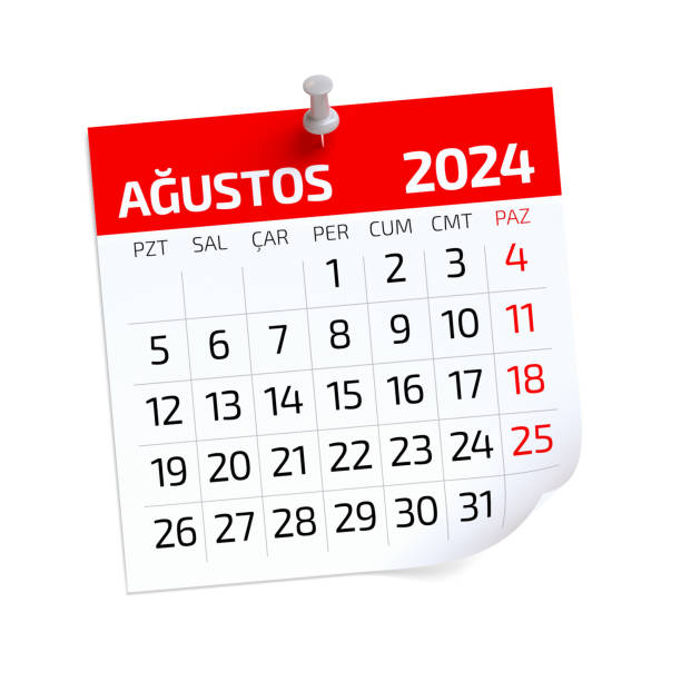 istock August Calendar 2024 in Turkish Language. Isolated on White Background. 3D Illustration 1775381876