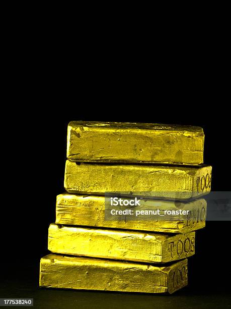 Stack Of Gold Bars Over Black Stock Photo - Download Image Now - Bank - Financial Building, Gold - Metal, Vaulted Door