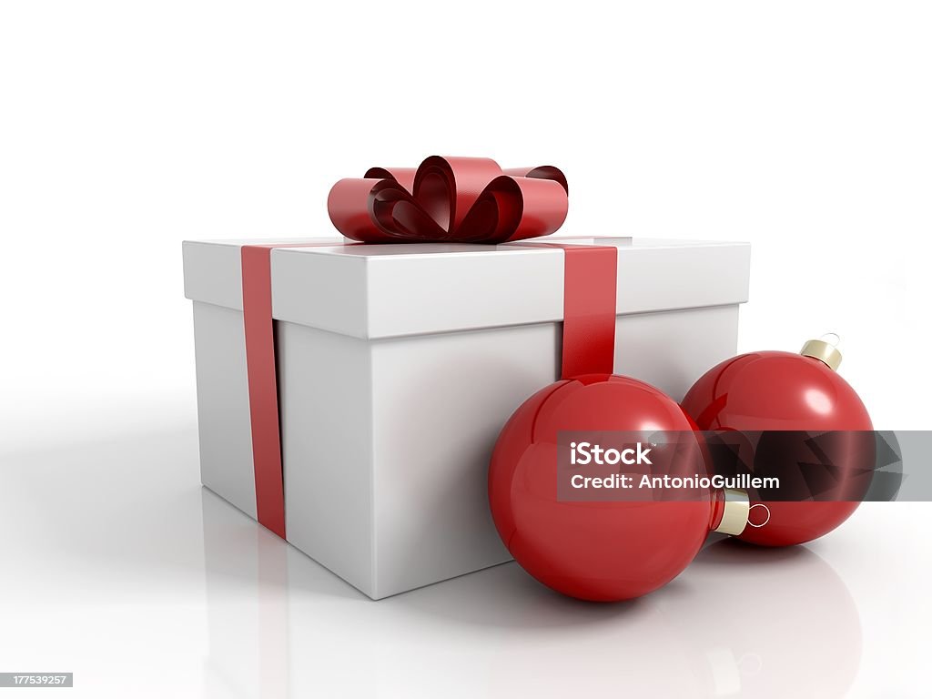Geschenk-box und Weihnachten Kugeln und Schleife - Lizenzfrei Band Stock-Foto