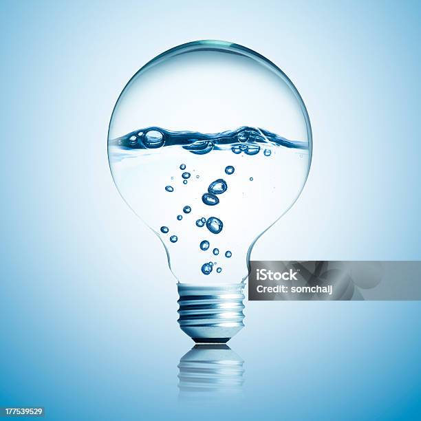 Light Bulb With Water Inside Stock Photo - Download Image Now - Light Bulb, Water, Abstract