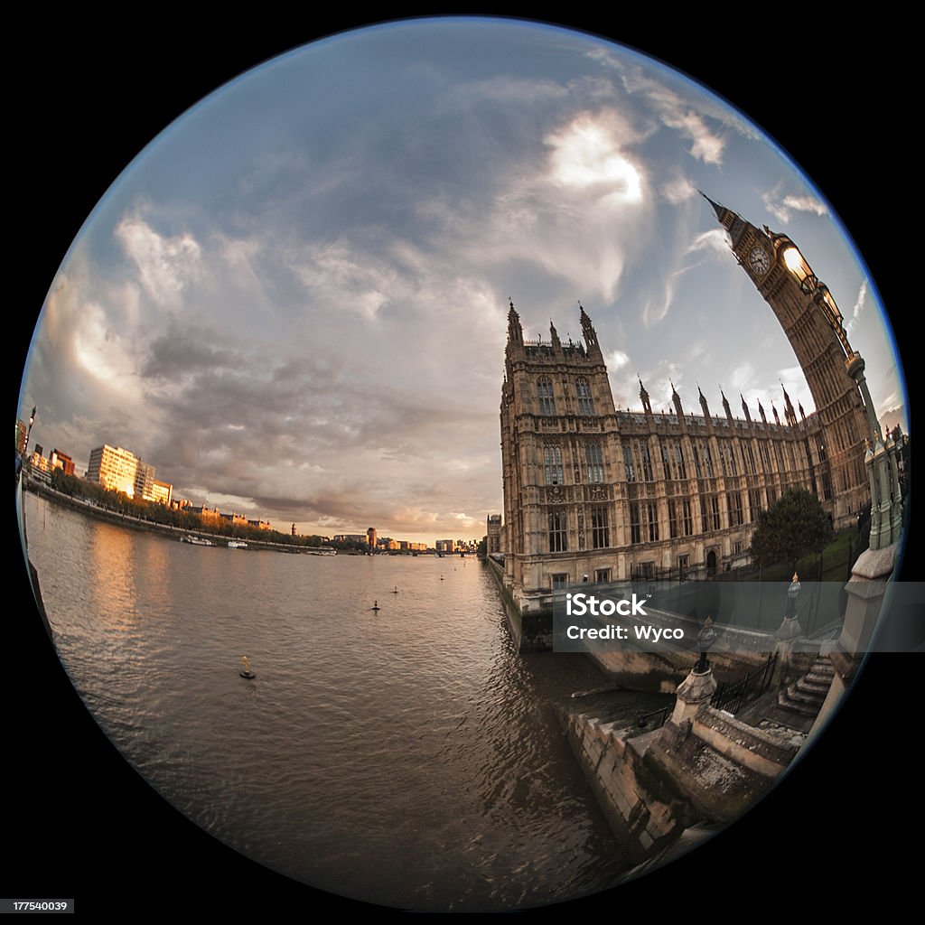 Fischaugen-Objektiv Blick auf die Houses of Parliament, das London - Lizenzfrei Fischaugen-Objektiv Stock-Foto