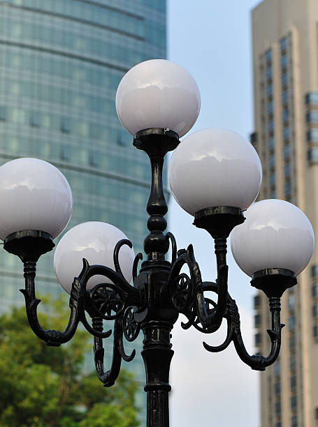 istock black metal streetlight with bulbs 177540333